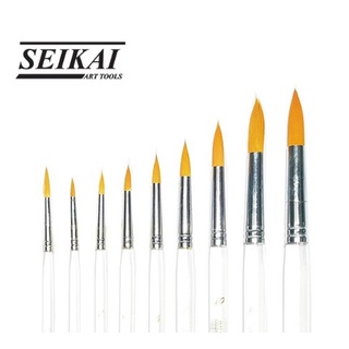 Seikai พู่กันสีน้ำกลม ขนไนล่อนสีทอง ด้ามใส (SEIKAI WATER ROUND GOLD)