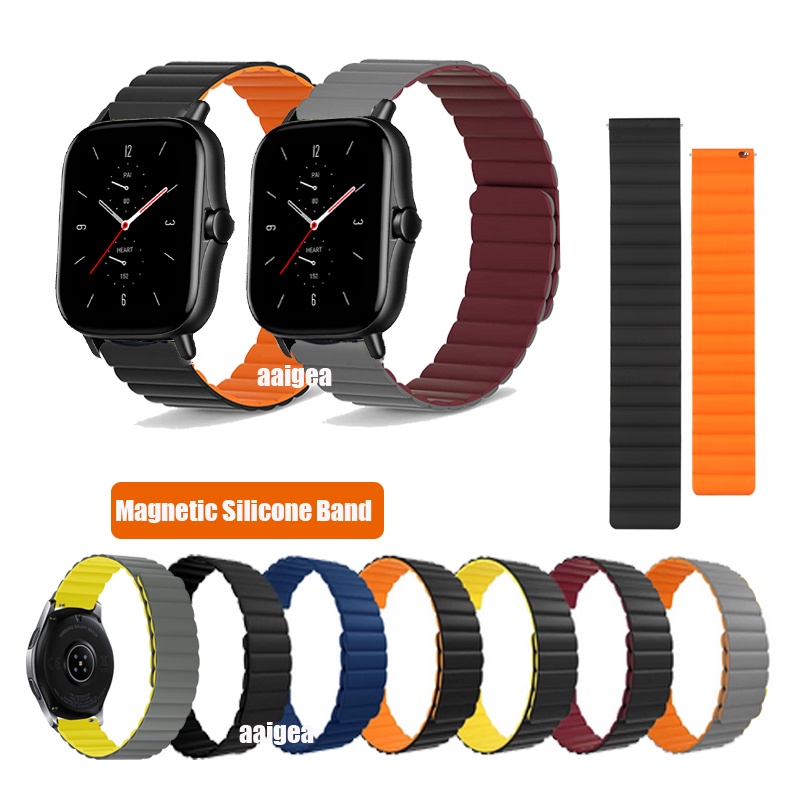 สายนาฬิกาข้อมือซิลิโคน แบบแม่เหล็ก 20 มม. สําหรับ Huami Amazfit GTS 2e GTS2 mini GTS3 GTS4 Bip 3 Pro