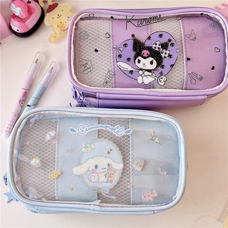 Sanrio กระเป๋าดินสอ จอยสต๊อป การ์ตูน PVC ใส ความจุขนาดใหญ่ 3 ชั้น กล่องดินสอ เครื่องเขียน กระเป๋ากันน้ํา