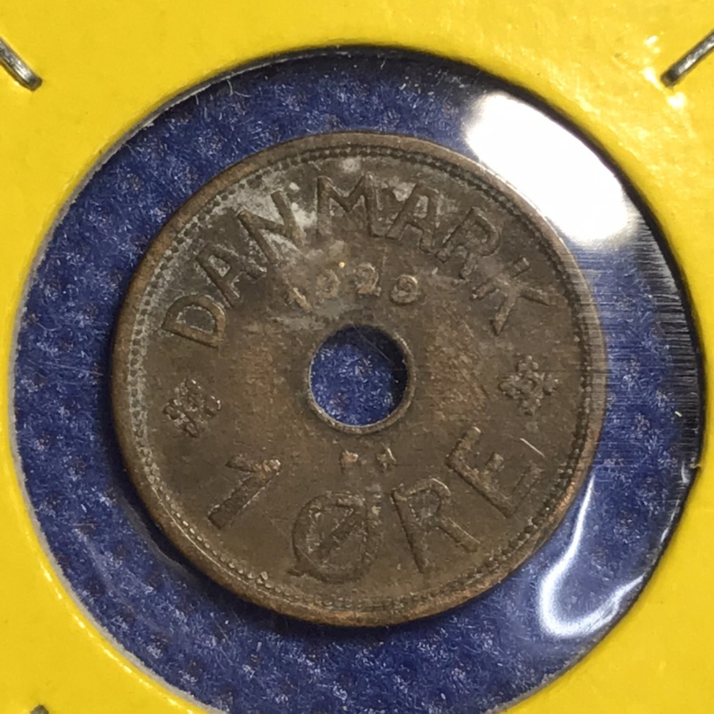 เหรียญเก่า#14345 1929 เดนมาร์ก 1 ORE เหรียญต่างประเทศ เหรียญหายาก เหรียญสะสม