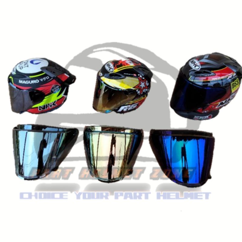 NHK R6 และ NHK S1 GP Flat Visor Glass Plus NHK R6 ครึ่งหน้า Glass Mount Ratchet Venom รุ่น || || NHK