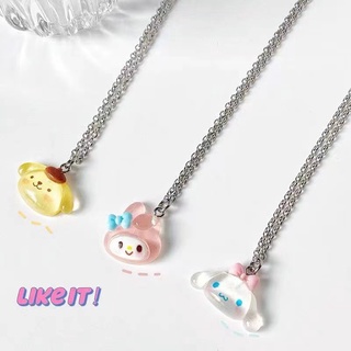 SANRIO สร้อยคอโซ่หยก แบบนิ่ม ลายการ์ตูนเมโลดี้ ซานริโอ้ สําหรับนักเรียนหญิง