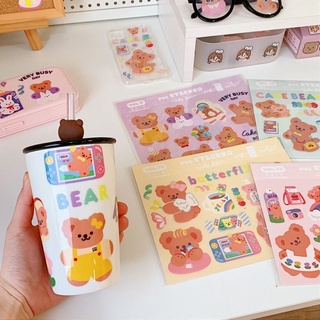 (พร้อมส่ง) สติกเกอร์ sticker PVC กันน้ำ ไดคัทลายน้องหมี