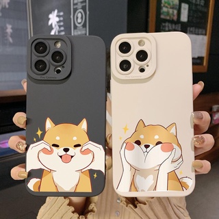 เคสป้องกันโทรศัพท์มือถือ ขอบสี่เหลี่ยม ลายชิบะอินุ สําหรับ iPhone 14 Plus 13 Pro Max 12 iPhone 11 XR 8 7 SE 2022