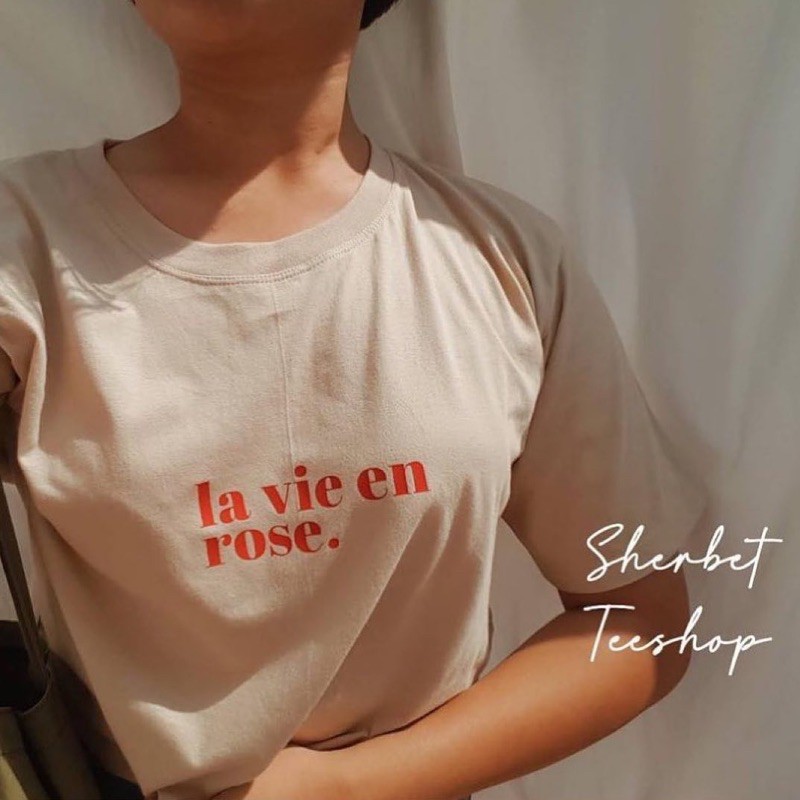 เสื้อยืด la vie en rose * ︎ สีกากี|sherbet.teeshop