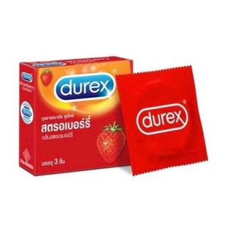 Durex Strawberry ดูเร็กซ์ ถุงยางอนามัย สตรอเบอร์รี่ 3 ชิ้น