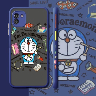 สําหรับ Samsung A03 เคส ดีไซน์ใหม่ บาง ฝ้า เคสโทรศัพท์ แบบแข็ง เคสลายโดราเอมอน ป้องกันเต็มรูปแบบ กันกระแทก เคสนิ่ม