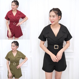 เสื้อผ้าแฟชั่น จั๊มสูทบาร์บี้ขาสั้น+เข็มขัด ผ้าบาร์บี้ มีซิปหลัง ผ้าดีมาก งานตรงปก นางแบบใส่งานจริง (รหัสF14)