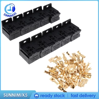 ฐานรีเลย์ 30A-80Amp 5 Pin 10 ชิ้น พร้อมขั้วต่อ 50 ชิ้น