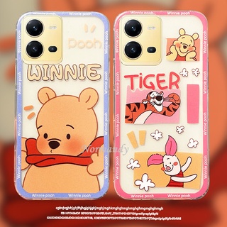 เคสโทรศัพท์ Handphone Case VIVO V25 V25e Y35 Y16 Y22S 5G 4G 2022 New Cute Cartoon Bear Pink Pig Pattern Couples Casing Silicagel TPU Soft Case Shockproof Protection Transparent Back Cover เคส