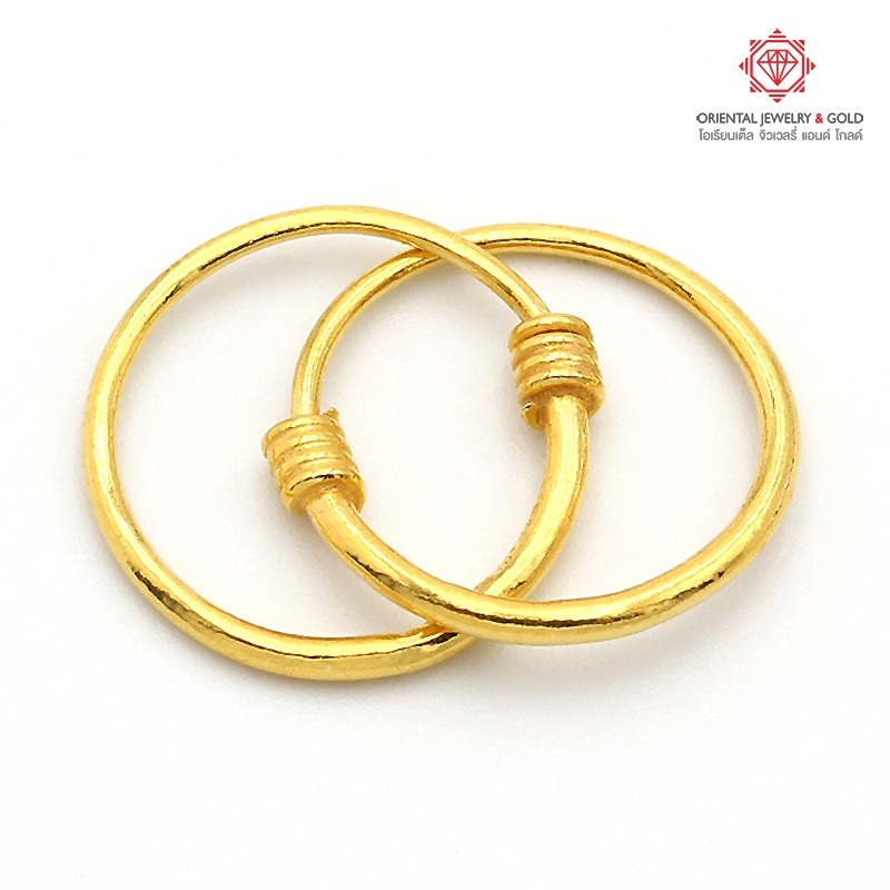 [ถูกที่สุด] OJ GOLD ต่างหูทองแท้ นน. 1 กรัม 96.5% ห่วงตัวหนอน ขายได้ จำนำได้ มีใบรับประกัน ต่างหูทอง ต่างหูทองคำแท้