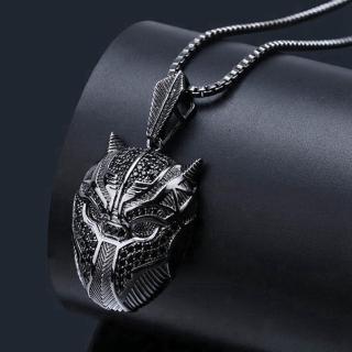 Marvel Super Hero Black Panther Mask Pendant Necklace, Hip Hop Fashion Memorial Jewelry