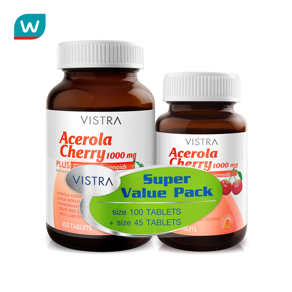 Vistra Vistra Aecerola Cherry วิสทร้า อะเซโรลา เชอร์รี แพ็ค (100 เม็ด +45 เม็ด)