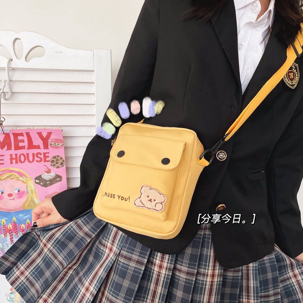 tokyosellected(T1803) กระเป๋าสะพายข้างใบเล็ก ʕ•ᴥ•ʔ MISS YOU น้องหมี