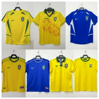 เสื้อกีฬาแขนสั้น ลายทีมชาติฟุตบอล Brazil 2002 ชุดเหย้า และเยือน สไตล์วินเทจ คลาสสิก คุณภาพสูง