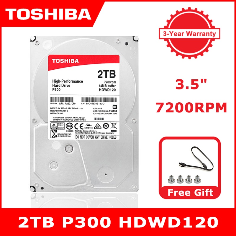 Toshiba 2TB Hard Drive Disk 3.5quot SATA3 6Gbs 7200RPM 64M Buffer
