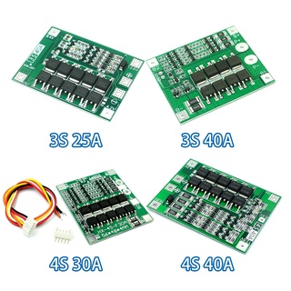 บอร์ดป้องกันที่ชาร์จแบตเตอรี่ลิเธียม 3S 4S 40A 60A Li-ion 18650 BMS สําหรับสว่านมอเตอร์ 11.1V 12.6V 14.8V 16.8V