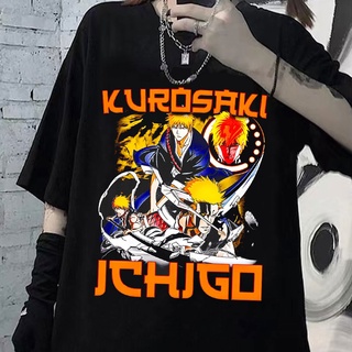 เสื้ Lyzh เสื้อยืดแขนสั้น พิมพ์ลายการ์ตูนมังงะ Bleach Ichigo Kurosaki แฟชั่นฤดูร้อน สไตล์ฮาราจูกุ สําหรับผู้ชายS-5XL