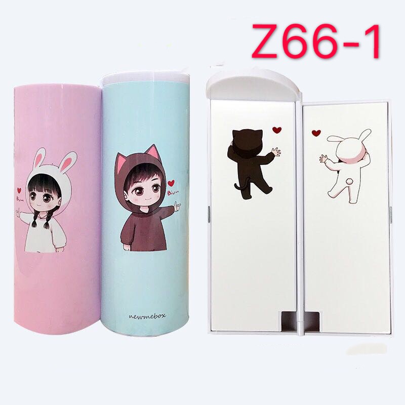 JS shop กล่องดินสออเนกประสงค์รูปแบบใหม่ มีเครื่องคิดเลขในตัว มีกระจกตัว ลายการ์ตูนน่ารัก รุ่น：Z66