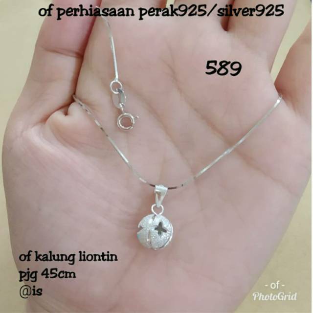 KASANDRA NECKLACE SAND BALL PENDANT 589, 3774 SILVER 925 WHITE GOLD PLATED