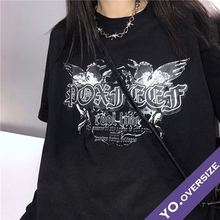 Yo.oversize 🌟20041 เสื้อยืดโอเวอร์ไซส์ oversize ลายตัวอักษร เท่ ๆ aesthetic