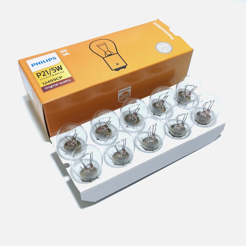 PHILIPS P21/5W 12V BAY15D ไฟเบรกรถจักรยานยนต์และรถยนต์ STOP BULB