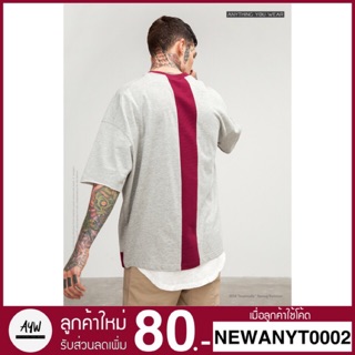 🔥New Arrival🔥 เสื้อยืดแฟชั่นโอเวอร์ไซส์ รุ่น Oversize Grey of Red Line Color