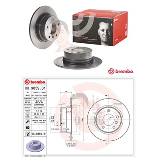 08 9859 81 จานเบรค ล้อ R (ยี่ห้อ BREMBO) รุ่นHC UV BMW Z4 E85 2.0 2.5 ปี2003-2009