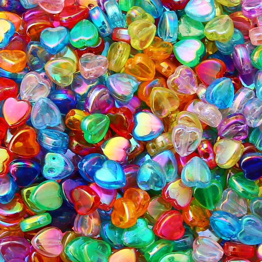 100ชิ้นหัวใจ หลากสี โปร่งใส สีอะคริลิคชุบกระจัดกระจายลูกปัด สำหรับทำสร้อยข้อมือและสร้อยคอ