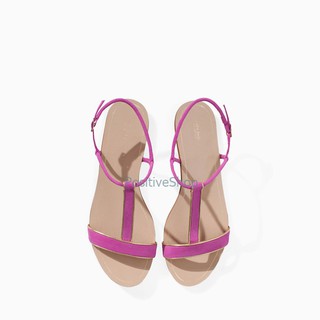 Shoe002 Zara flat sandals รัดส้น สีชมพู