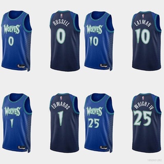 เสื้อกีฬาบาสเก็ตบอล ลายทีม Ace NBA Timberwolves Russell Layman Edwards Wricht สไตล์คลาสสิก สําหรับผู้ชาย และผู้หญิง