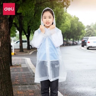 Deli เสื้อกันฝน EVA ชุดกันฝน สีขาว คุณภาพดี กันน้ำ แบบหนา Rain coats