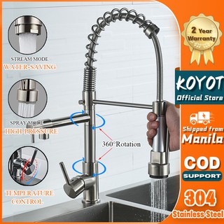 KOYOT 304 Stainless Steel Pull Out Kitchen Faucet for Sink Water Saving Tap