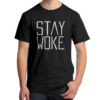 เสื้อยืดผ้าฝ้ายพิมพ์ลายแฟชั่น เสื้อยืด ลาย Stay Woke Ferguson Black Lives Matter Conscious Aware 1516