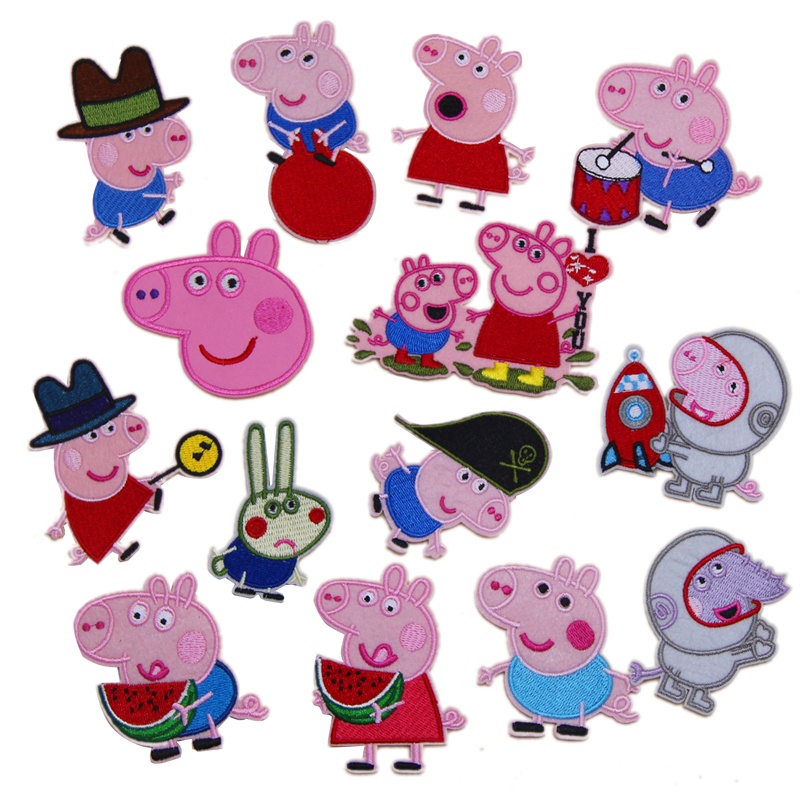 Peppa Pig Peppa Pig George Rabbit ปักผ้า Patch เสื้อผ้า Badge Armband กางเกง Patch Appliqué พร้อมกาวสามารถรีดมือ-Sewn diy วัสดุเคสโทรศัพท์ตกแต่ง