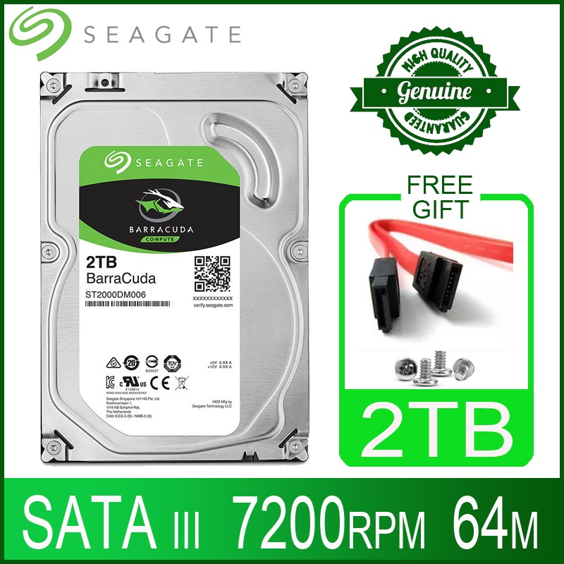 ▲Seagate 2TB Hard Drive Disk HDD Desktop Internal HD 2000GB 2 TB Harddisk 7200RPM 64M 3.5" 6Gb/s Ca