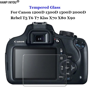 ฟิล์มกระจกนิรภัยกันรอยหน้าจอ LCD 9H 2.5D สําหรับกล้อง Canon EOS 1200D 1300D 1500D 2000D Rebel T5 T6 T7 Kiss X70 X80 X90