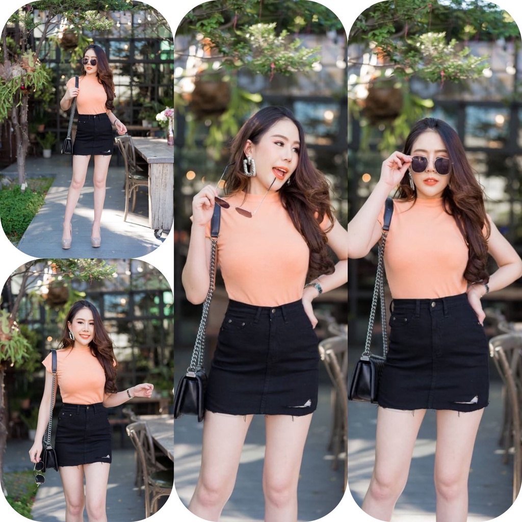 ฮอตมาก กระโปรงยีนส์เอวสูง กีดขาดหน้า ทรงสวย (ผ้ายืด) เข้ารูป ราคา ถูกที่สุด ดีลบีเคเค แกลเลอรีภาพที่ 4