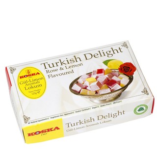 (พร้อมจัดส่ง) ขนมเตอร์กิชดีไลท์ Turkish Delight ขนมหวานชื่อดังจากประเทศตุรกี ขนาด 125 กรัม รสกุหลาบและเลมอน Exp 09062024