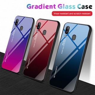 Case Huawei Y7Pro 2019(ไม่มีรูสแกน) เคสกระจกสองสี เคสเงาไล่สี สีกระจกเทมเปอร์ปลอกแก้วฝาหลังกันชน ขอบนิ่ม TPU CASE