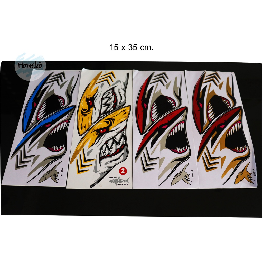 sticker SHARK RACING สติ๊กเกอร์ แต่งรถมอเตอร์ไซด์ ลายปลาฉลาม ขนาด 15x35 ...