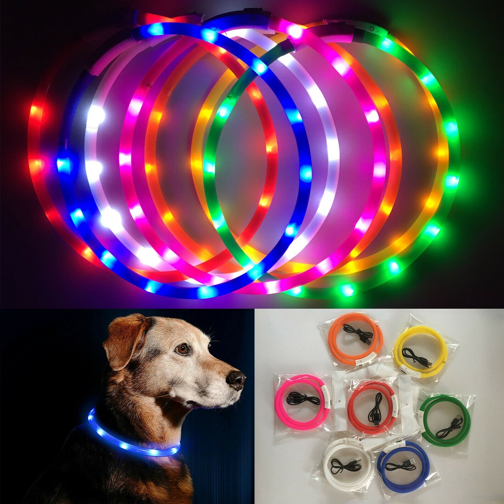 Cuttable LED Night Safety สัตว์เลี้ยงสุนัข Collar ชาร์จ USB กันน้ํา LED กระพริบ Light Band Luminous สุนัขเดิน Night Light 70 ซม.สามโหมด