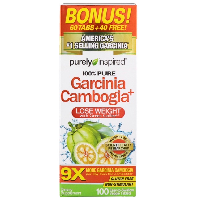 Purely Inspired Garcinia Cambogia Lose Weight With Green Coffee ขนาด 100 เม็ด สินค้านำเข้าของแท้ 💯% 