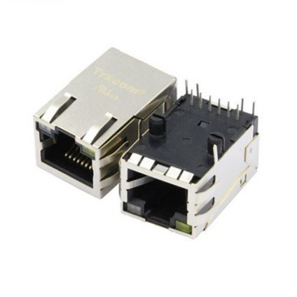 ซ็อกเก็ต RJ45 PCB มุมขวาตัวเมีย 10pin พร้อมตัวกรองและ LED