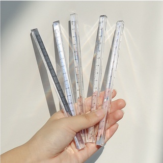 ไม้บรรทัดสามเหลี่ยมน่ารัก 15 ซม. สีวัดไม้บรรทัดโปร่งใสสําหรั…