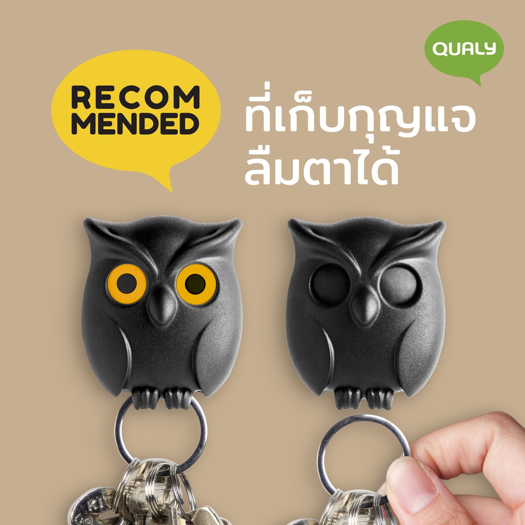 Night Owl Key Holder ที่แขวนพวงกุญแจ ดีไซน์ นกฮูก ที่เก็บกุญแจ ติดผนัง Qualy (ควอลี่) ราคา ถูกที่สุด ดีลบีเคเค แกลเลอรีภาพที่ 3