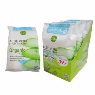 karmart Aloe Vera Serum Wet wipesTissue 25Sheets Baby Bright.ทิชชู่ทำความสะอาดหน้า ( 1 ห่อ )