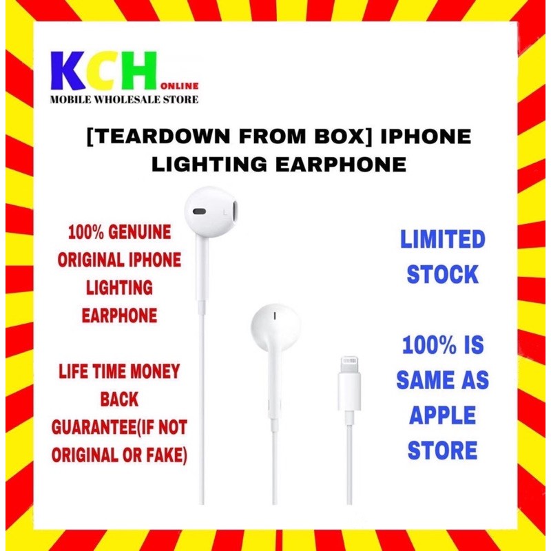 100% Original】 7/7 Plus/8/8 Plus/X/Xs/Xs Max Lightning Connector  Earphone/Handfree/Earpods/Headphone | Shopee Thailand