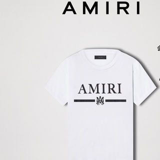 [S-5XL]เสื้อยืด ผ้าฝ้าย พิมพ์ลายโลโก้ AMIRI สีตัดกัน สไตล์คลาสสิก เหมาะกับฤดูใบไม้ผลิ และฤดูร้อน สําหรับผู้ชาย