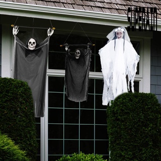 &lt;Halloween Decoration&gt; พร็อพหัวกะโหลกผี เสมือนจริง สําหรับแขวนตกแต่งประตูบ้านผีสิง บ้านผีสิง